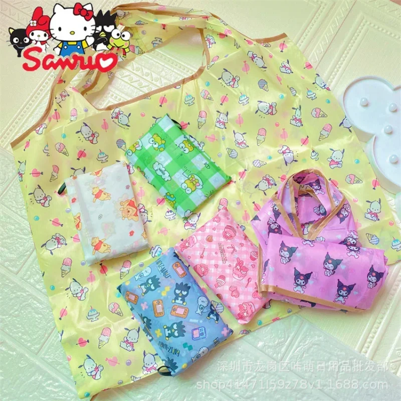 Sanrio Melody Kuromi Hello Kitty Cinnamoroll Pochacco Eco Bag Collapsible Shopping Tote Bag Non Woven Light Cloth Vegetable Bag