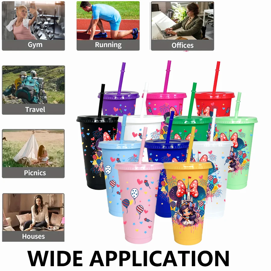 12 قطعة/الحزمة ديزني ميني كاسل 26 أوقية متعدد الألوان كوب ماء بلاستيكي حفلة درينكوير عيد ميلاد/العودة إلى المدرسة هدية #2