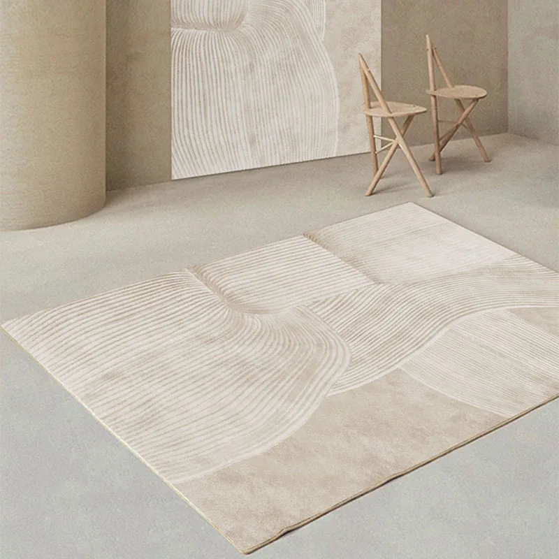 Nordic INS Style Living Room Carpet, Light Luxury Wabi-Sabi Home Rug, Cashmere-Like Floor Mat for Bedroom & Bedside