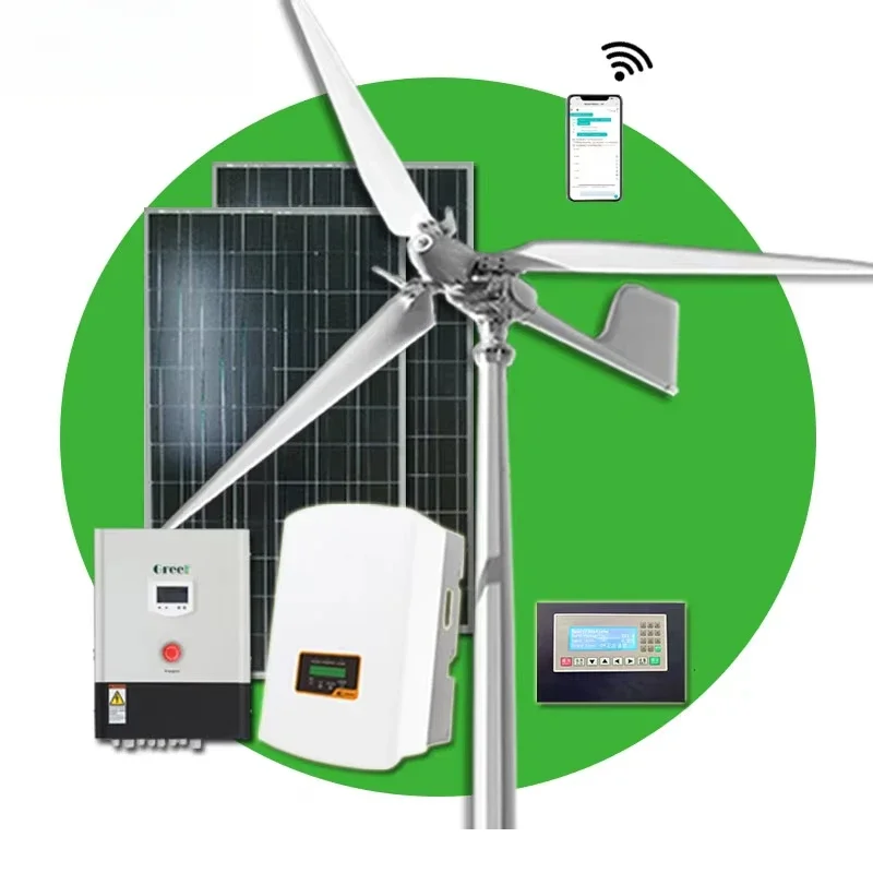 5kw Residential Solar Power System Pitch Control Horizontal Wind Turbine