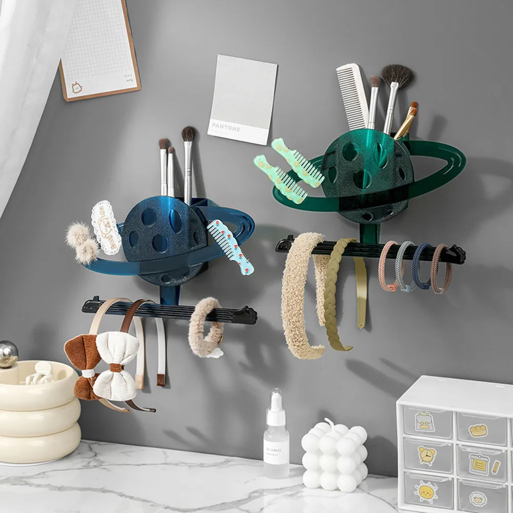 

Wall-mounted bathroom planet storage rack hair accessories head rope hair hoop hair ring rack comb hair clip hanger