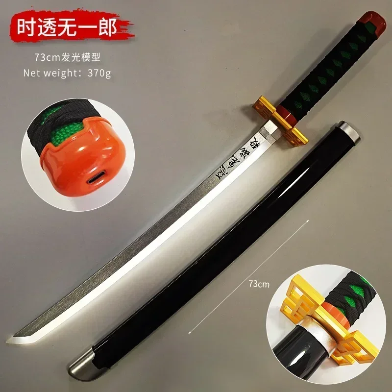 73cm Demon Slayer Katana świecące zabawki Kamado Tanjirou Nichiren nóż zabawkowy Model Cosplay Katana bambusowe prezenty samurajskie