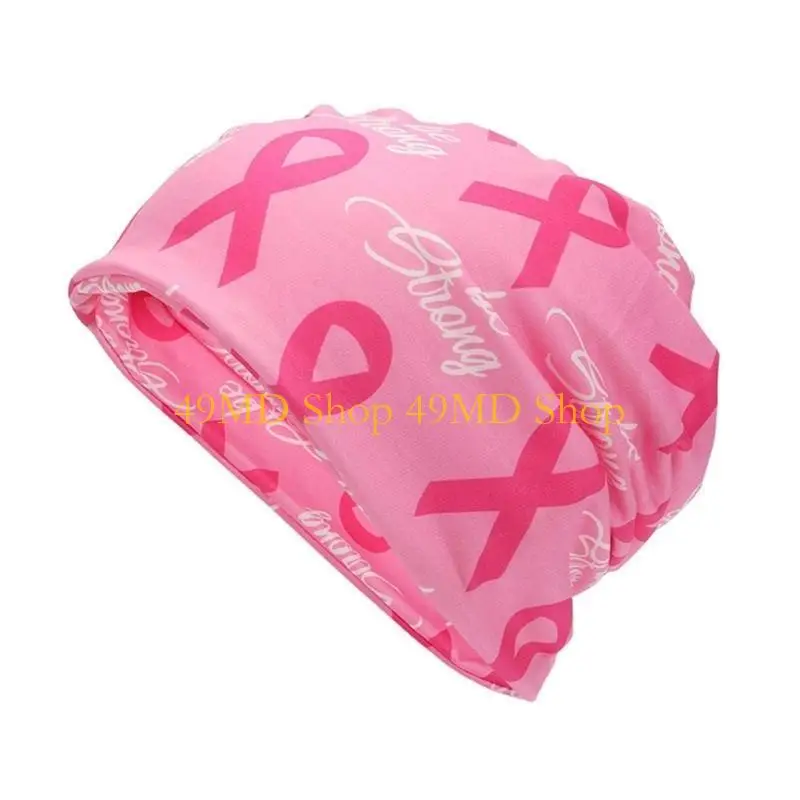 49MD Printed Soft Headwrap Caps for Breast Cancers Support Stylish Warm Headwear Breast Cancers Awareness Hat Women