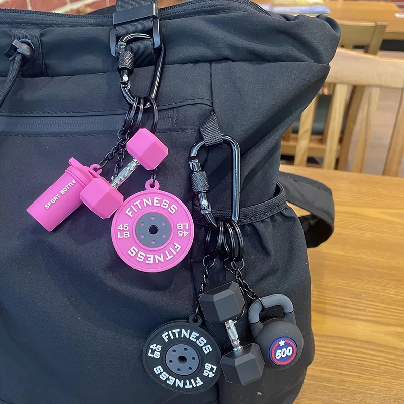 Fitness-Schlüsselanhänger für Gym-Liebhaber, Hantel-Schlüsselring, Gewichtheber-Schlüsselanhänger, Silikon-Gewichtsscheiben-Anhänger, Gym-Geschenke, Workout-Taschen-Charm