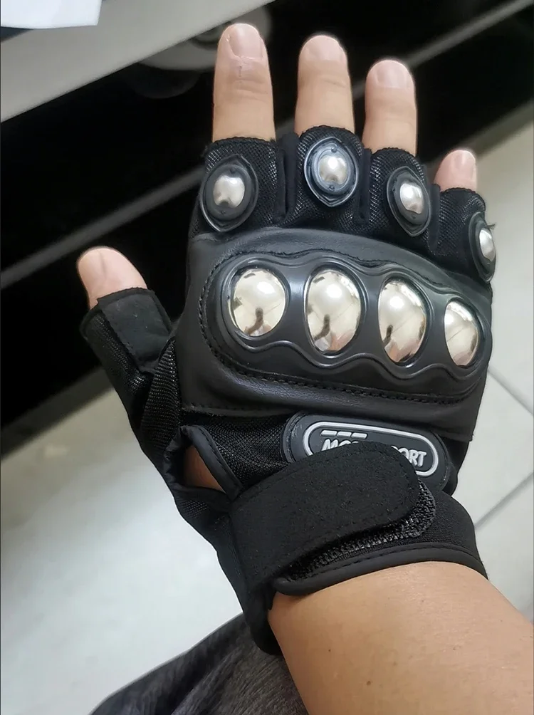 Tactical Motorcycle Gloves Steel Brass Knuckle Half Finger Motorbike Riding Road Racing Cycling Climbing Motocross For Men Women