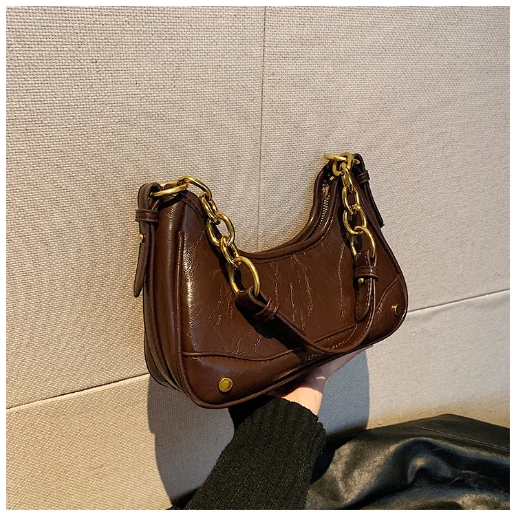 

High-grade Texture Small Bag Women's 2023 New Ins Fashionable Shoulder Crossbody Bag Niche Chain Underarm Bag