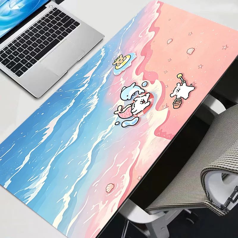 Mouse Pad Cute Line Puppy Large Mouse pad Pink Office Desk Mat Non-Slip Gaming Carpet kawaii Computer MousePad Game keyboard pad