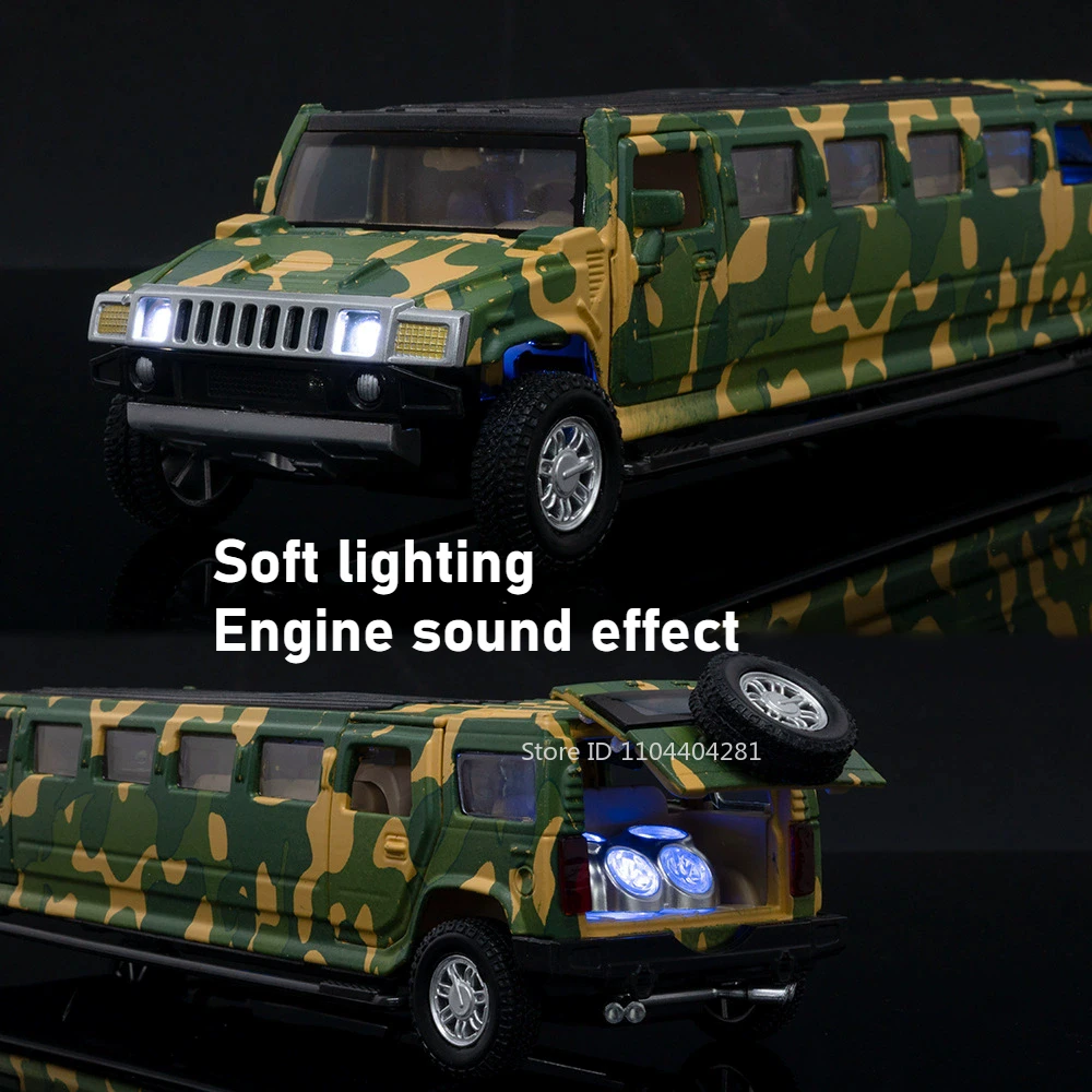 1:32 H2 Drone Launch Vehicle Diecast Alloy Model Toys Car Sound Light Pull Back Doors Opened Military Vehicles Kid's Puzzle Toys