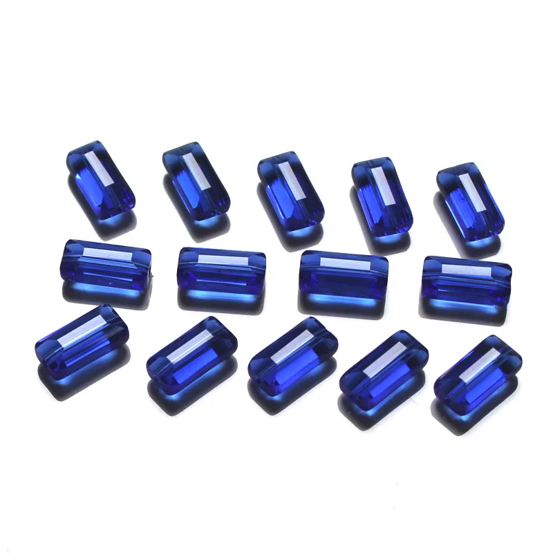 

Czech Square Crystal Spacer Beads Blue 12x6MM Faceted Glass Rectangle Loose Beads DIY Making For Needlework Accessories Jewelry