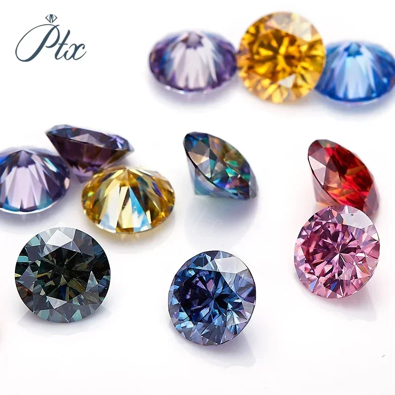 PTX 0.5-5ct Pink Red Yellow Blue Moissanite Loose Stone VVS1 Excellent Cut 3-14mm Original Moissanite Diamond Wholesale Price