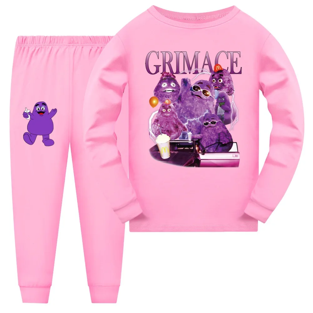 Grimace Shake Homewear Kids Clothing Sets Boys Sleepwear Clothes Child Pajamas Baby Girls Cotton Cartoon Pijamas