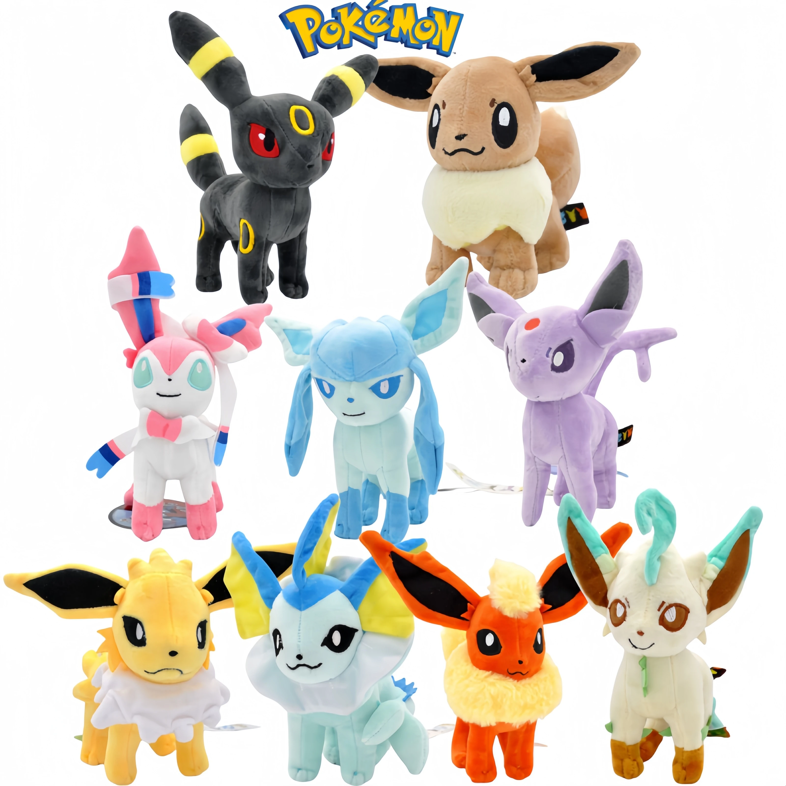 Kawaii Pikachu Eevee Stuffed Plush Toy Pokemon Evolution Umbreon Flareon Jolteon Glaceon Vaporeon Sylveon Espeon Peluche Dolls