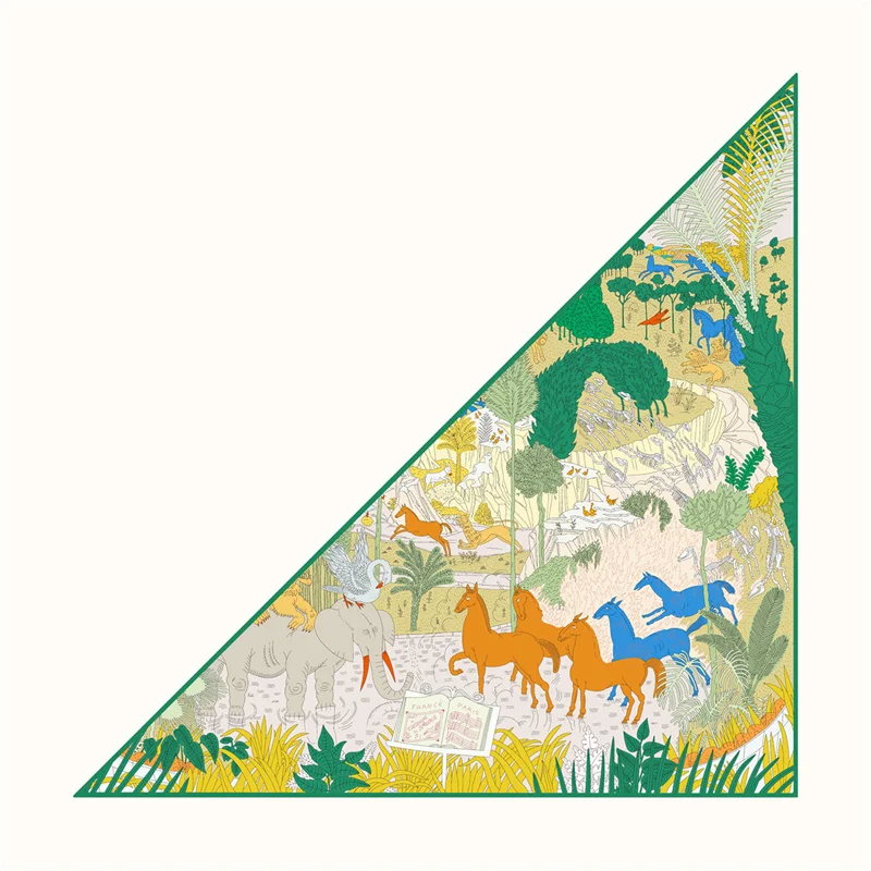 Silk Scarf Women Rainforest Animals Triangle Scarves Head Echarpes Silk Foulards Femme Wraps Beach Shawls Bandana Lady Hijabs