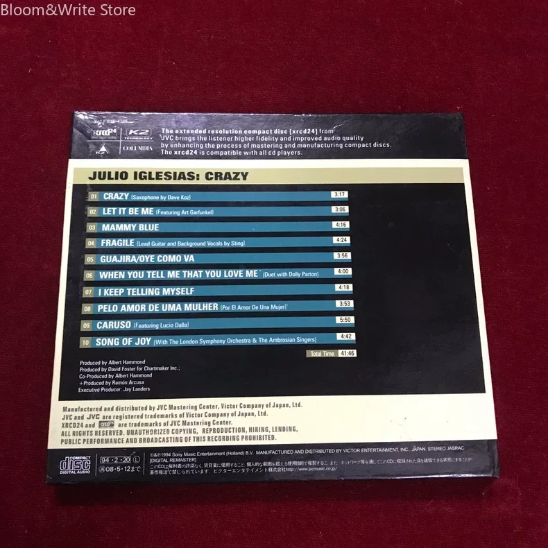 Julio Iglesias Crazy Soft Rock CD Album, Featuring Track Let It Be Me, Physical Music Disc for Car, Party Collection Gifts