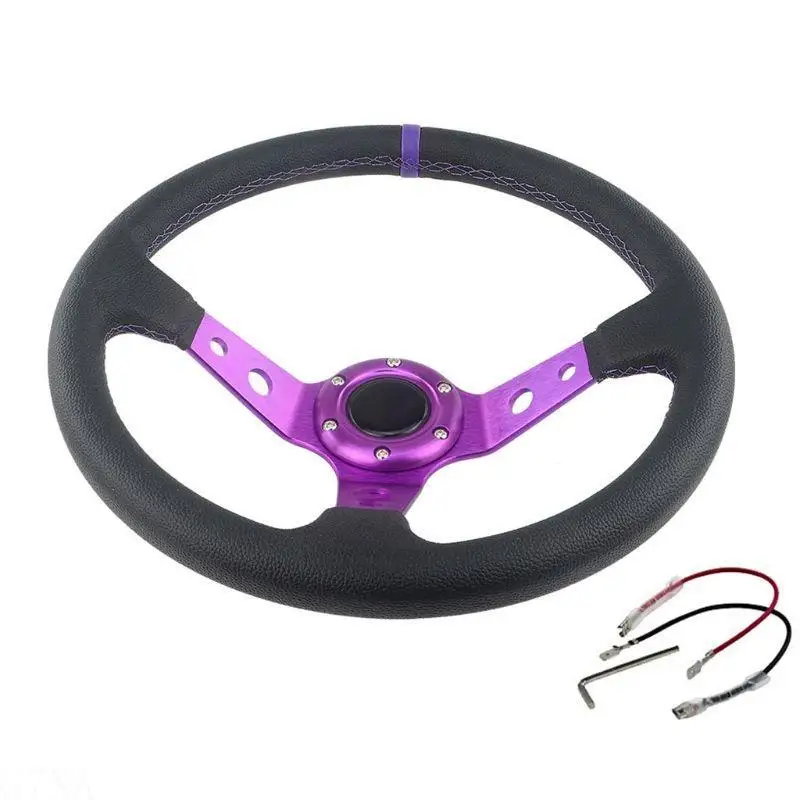 G7NA Auto Zubehör Sport Lenkrad Universal 14 zoll PVC Leder Lenkrad Auto Racing Lenkräder – Detail 9