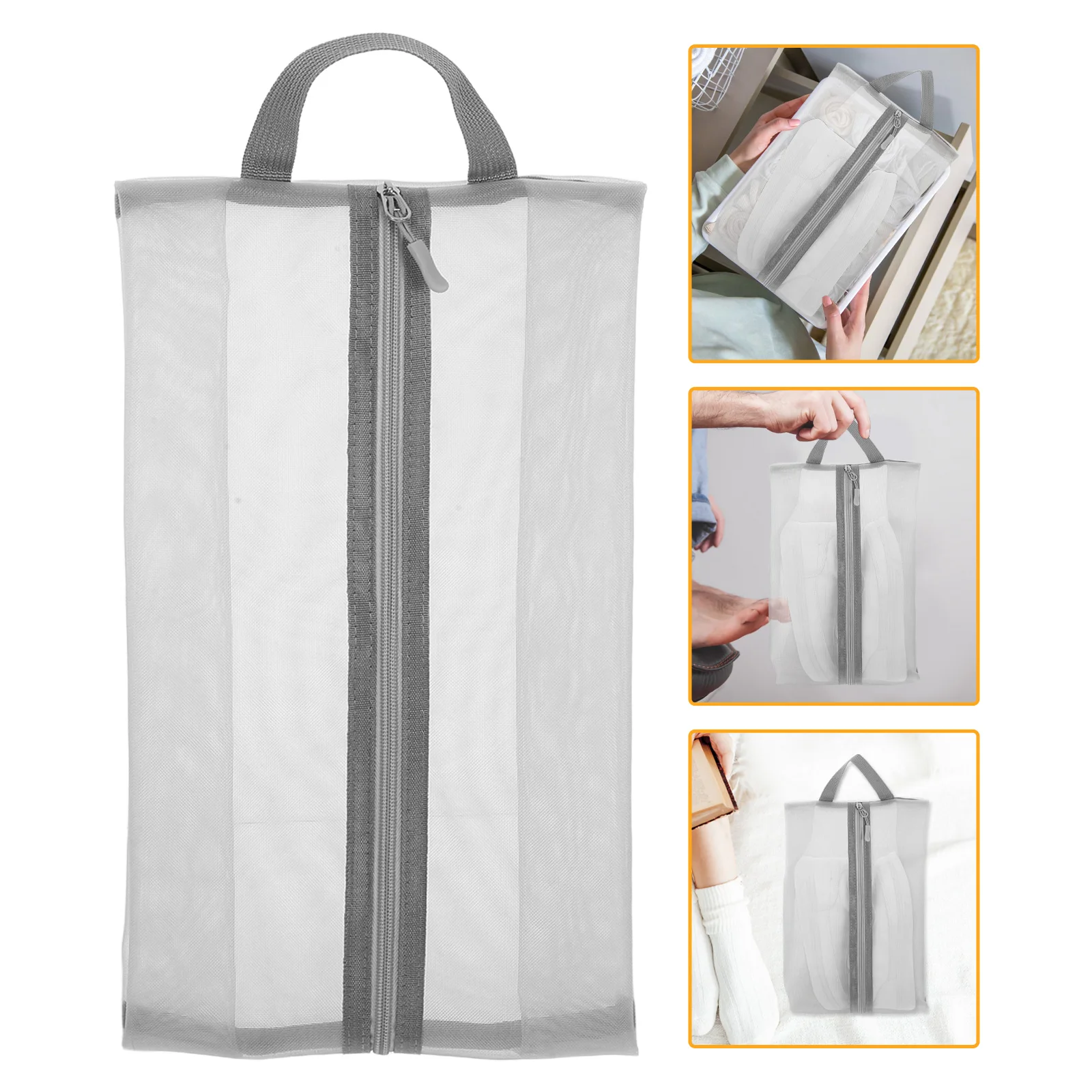 

2Pcs Handheld Mesh Shoe Bags Portable Storage Travel Pouches Dust Bags For Shoes Lightweight Packing Organizers