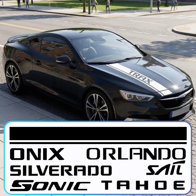 Car Styling Hood Cover Stickers for Chevrolet TRAX TRACKER ONIX SUBURBAN SS SPARK SONIC ORLANDO SILVERADO MALIBU Strip Decal
