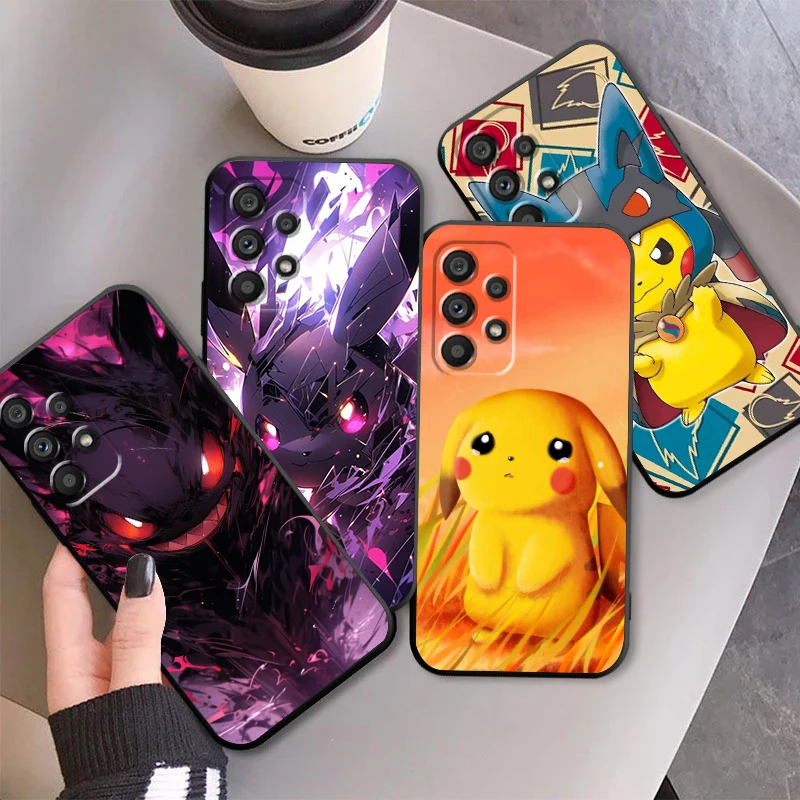 

P-Pikachus P-Pokemones Gengars For Samsung A53 A52 A33 A32 A51 A71 A21S A13 A73 A50 A22 A23 A03 A72 A54 A12 5G Black Back