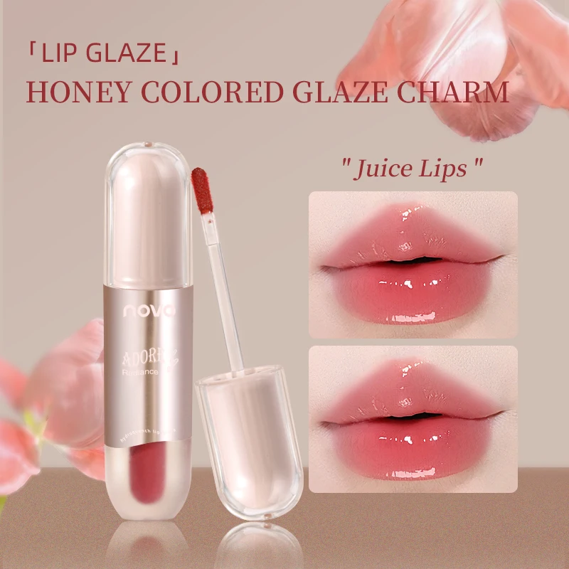 NOVO Mirror Water Gloss Lip Enamel Brillo de labios ligero y no pegajoso, maquillaje sencillo, maquillaje ligero, serie de colores nude, lápiz labial blanco