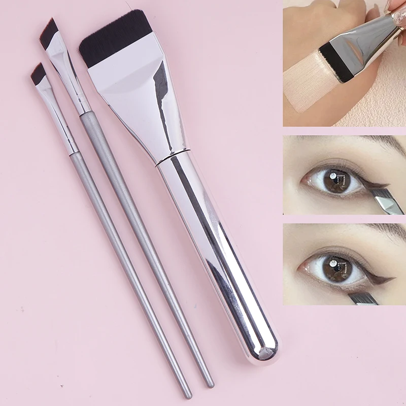 3pcs Ultra Thin Foundation Brush One Line Foundation Brush Ultra-thin Traceless Concealer Eyeliner Brush Makeup Brushes Tool Set