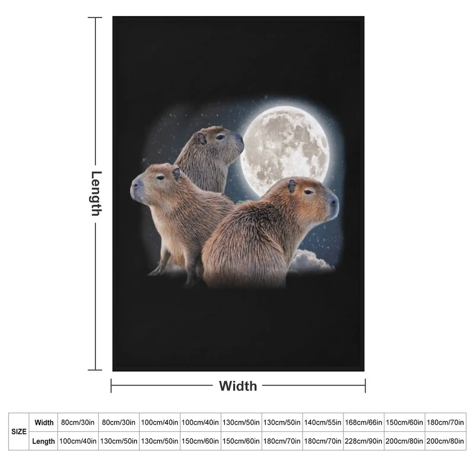Three Capybaras and Moon Funny Capybara Humor Parody Throw Blanket Cute Plaid Weighted Custom decorative Blankets