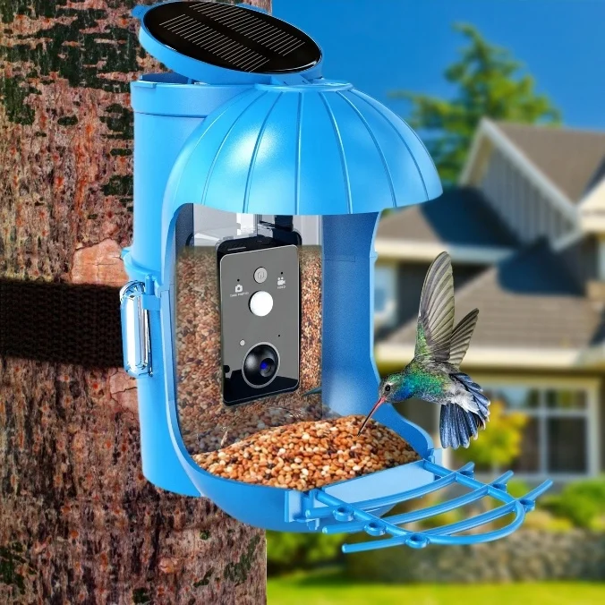 

Smart Bird Feeder Camera With Solar Panel Auto Notifying WiFi Bird Watching Camera