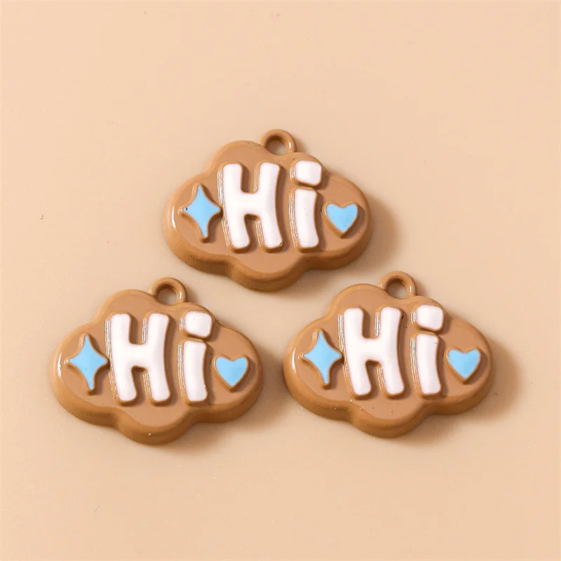 Leslie 20 Stück niedliche, farbenfrohe Cartoon-Wolken-Charms mit Hi-Buchstaben, passend für DIY-Ohrringe, Halsketten, Schmuckherstellung, handgefertigte Accessoires – Detail 10