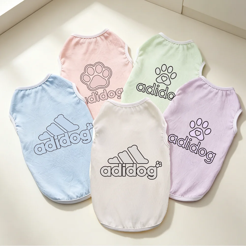 Summer Pet Vest Soft Breathable Cat & Dog T-Shirt Cute Casual Clothes For Chihuahua Teddy Cat Daily Wear