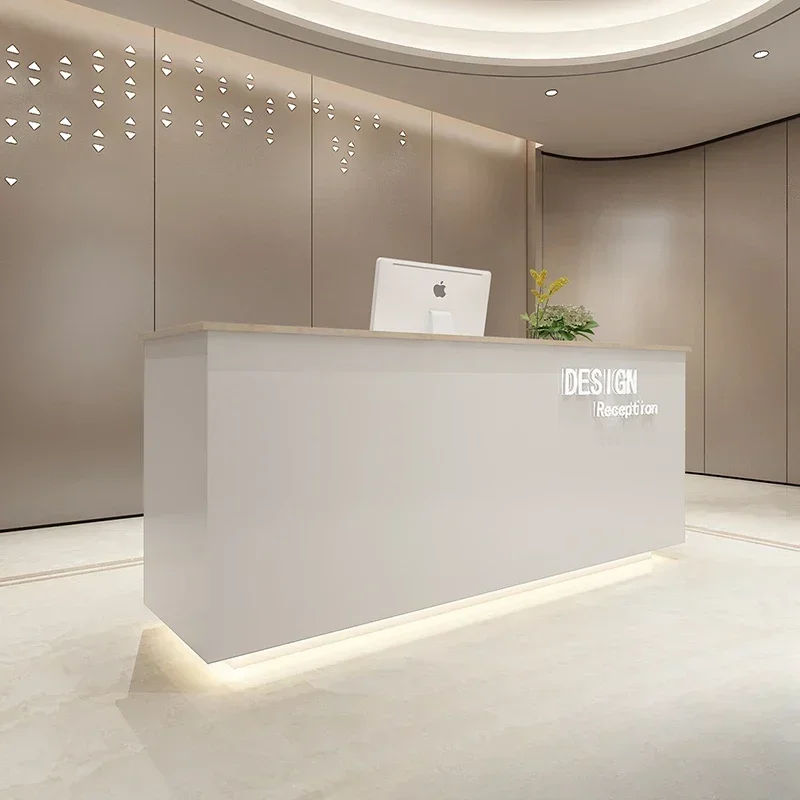 

Welcome Beauty Reception Desks Storage Hairdressing Counter Modern Reception Desk Long Mostrador De Tienda Chinese Furniture