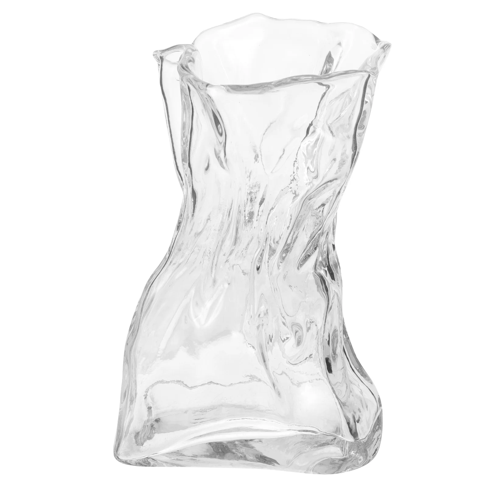 

Glass Flower Vase Clear Irregular Design Decorative Glass Floral Container Dried Flower Storage Household Decor