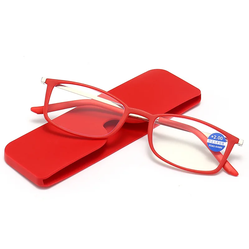 Ultra Thin Pastable Mobile Phone Reading Glasses Anti Blue Light Blocking for Men and Women with Eyeglasses Case +1.0 To +4.0