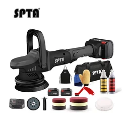 SPTA 20V 5Inch Fast Charge Cordless Car Polisher Dual Action 15mm Orbit Variable Speed Polishing Machine With 4000mAh Battery