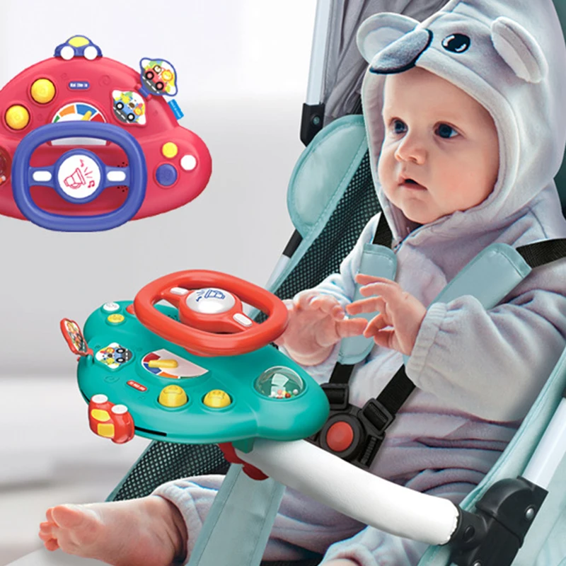 Baby toys electric simulation stroller driving car co-pilot steering wheel early education toys for toddlers