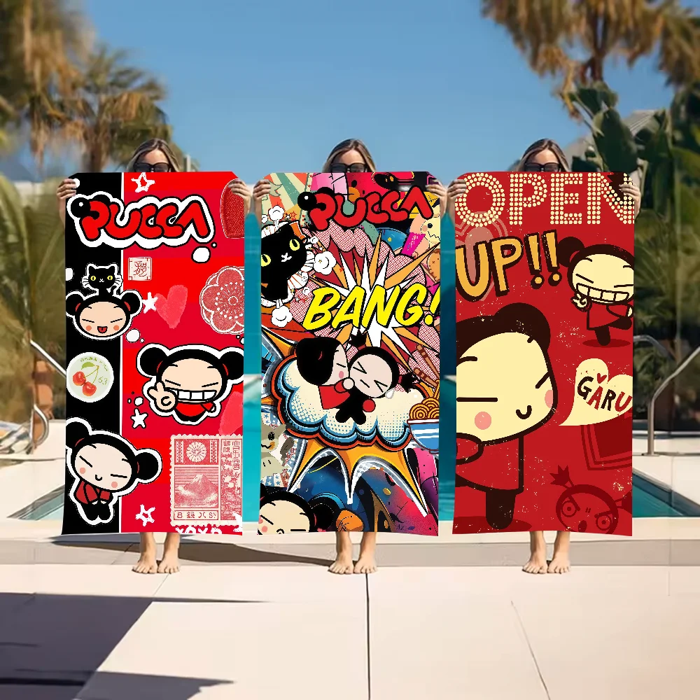 Classic Cartoon P-Pucca-S Towel Sports Quick Dry Travel Camping Gear Sandproof Soft Light Large Beach Towel