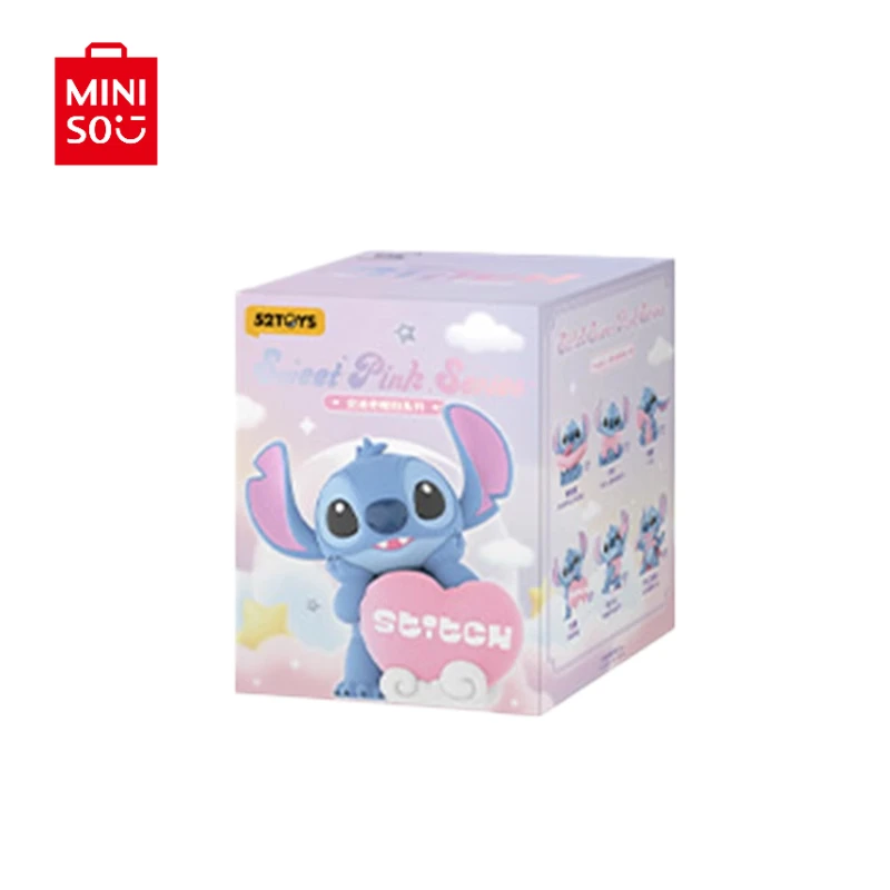 MINISO animación Stitch polvo cálido serie caja ciega Linda muñeca de punto de dibujos animados adornos de escritorio 520 regalo para novia