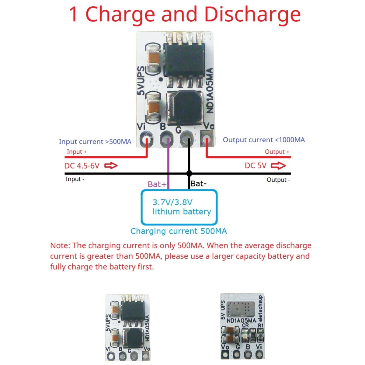 Mini 5V 1A UPS Uninterrupted Output Module 2 in 1 Charge Discharge 3.7V 3.8V 4.2V Li-Ion Li-Polymer 18650 Battery Charger Board