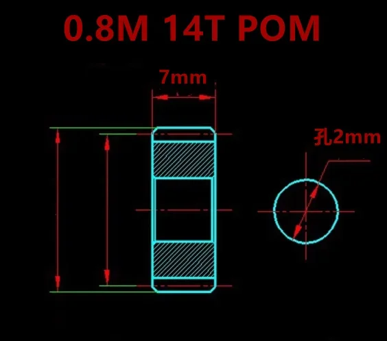 Customized Gear 0.8 mod 14 teeth cylindrical spur gear machining Mick electromechanical non-standard steel POM plastic