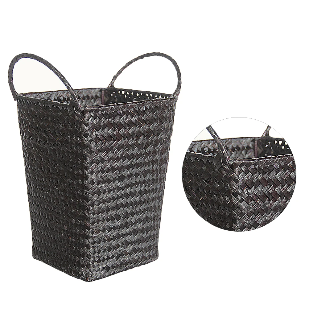 

Rattan Braided Basket Large Capacity Storage Laundry Bedroom Black Fruit Container Simulated Vegetable Box