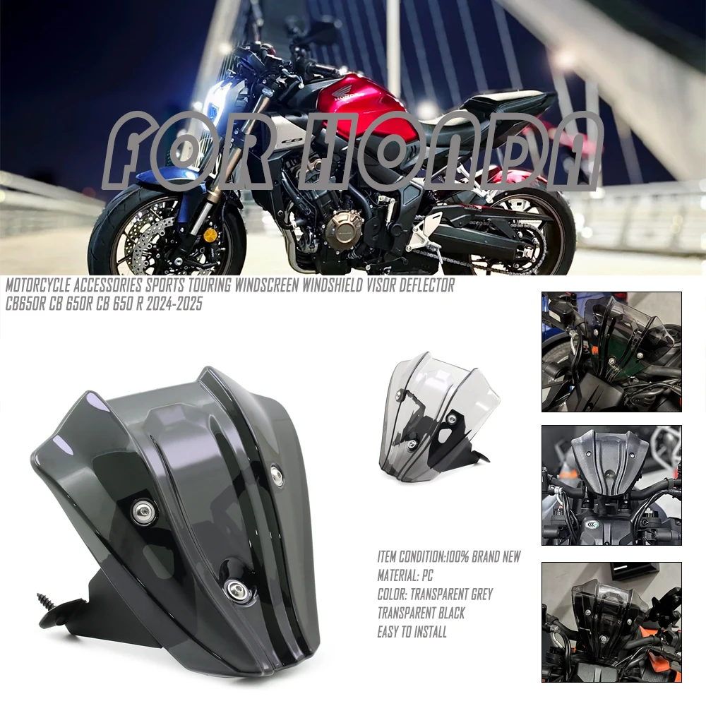 

Motorcycle Accessories Sports Touring WindScreen Windshield Visor Deflector for Honda CB650R CB650R CB 650 R 2024-2025