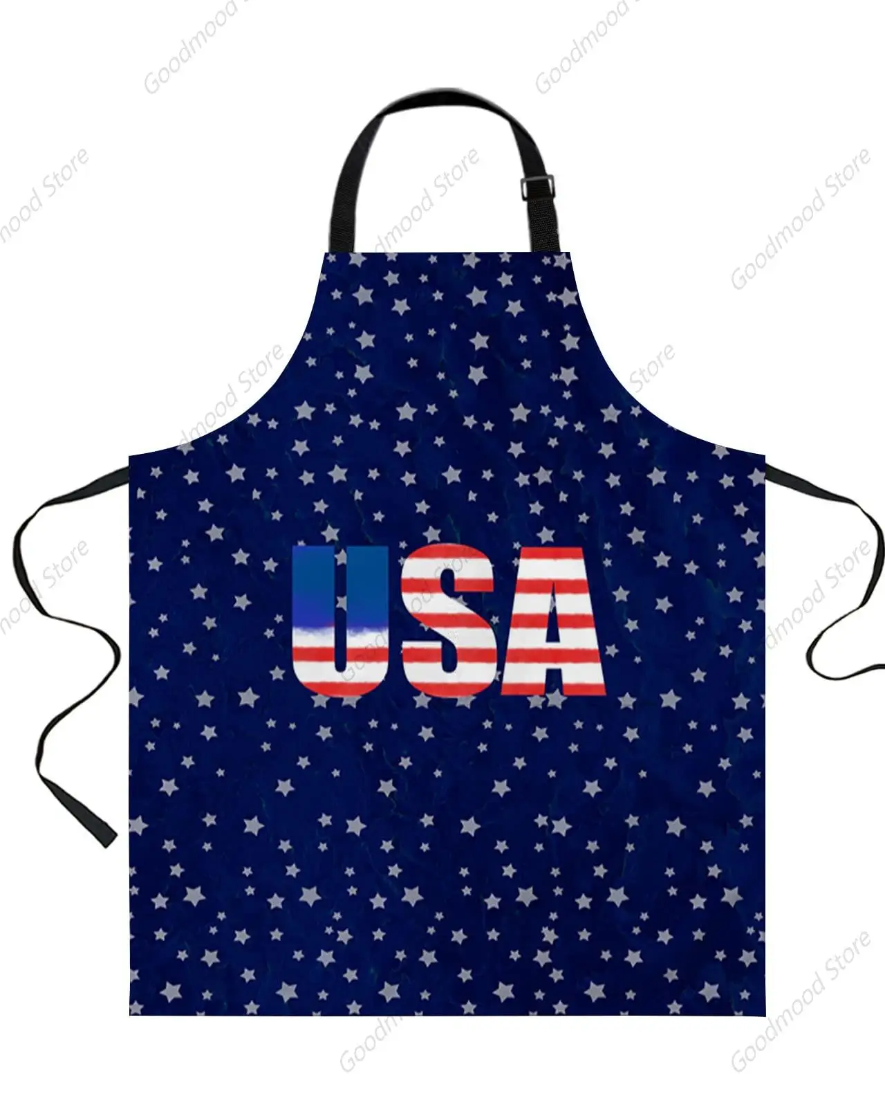 Waterproof Apron with 2 Pockets Durable with Adjustable Kitchen Apron Chef Independence Day Watercolor Letters Five-Pointed Star