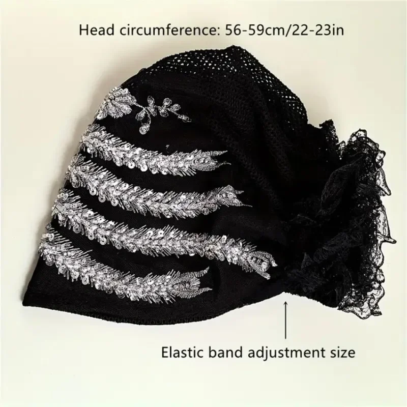 Luxury Embroidery Beading Pleated Turban Cap for Women African Female Wrap Head Bonnet Muslim Turban Hat Lady Head Wraps