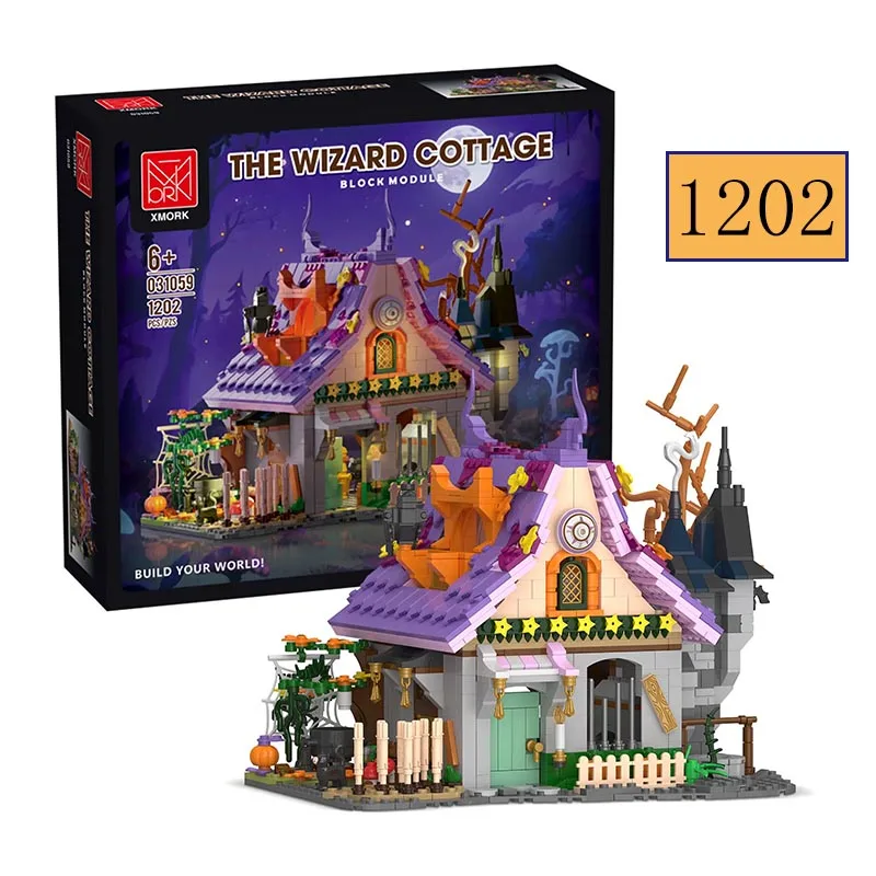 

Набор для сборки волшебного дома на Хэллоуин, 1202 детали, для создания атмосферы волшебного мира, полностью DIY, конструктор-головоломка, подарок для детей