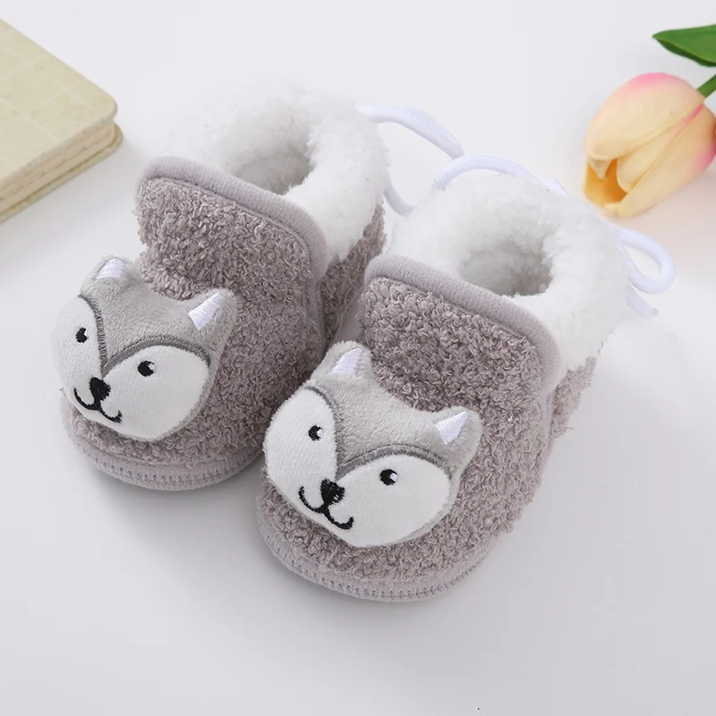 Winter Baby Shoes Boys Girls Booties Warm Cartoon Animal Toddler Cotton Walking Shoes Infant Soft Anti-slip Newborn Crib Shoes