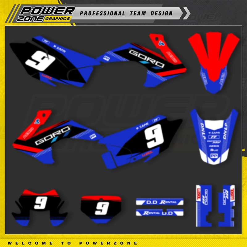 PowerZone Custom Motorcycle Graphics Decals Stickers Kits For HONDA CRF230 2015-2020 CRF150F 2015-2020 Name Number Cusotm