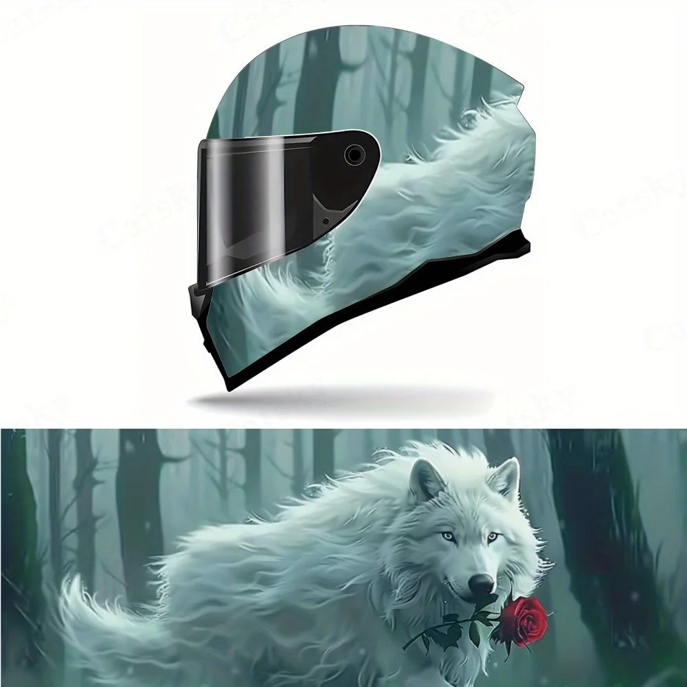 

Forest Wolf Shadow Rose Helmet Sticker - Strong PVC Material, Waterproof and Scratch-resistant, Injecting Gentle Wildness Into T