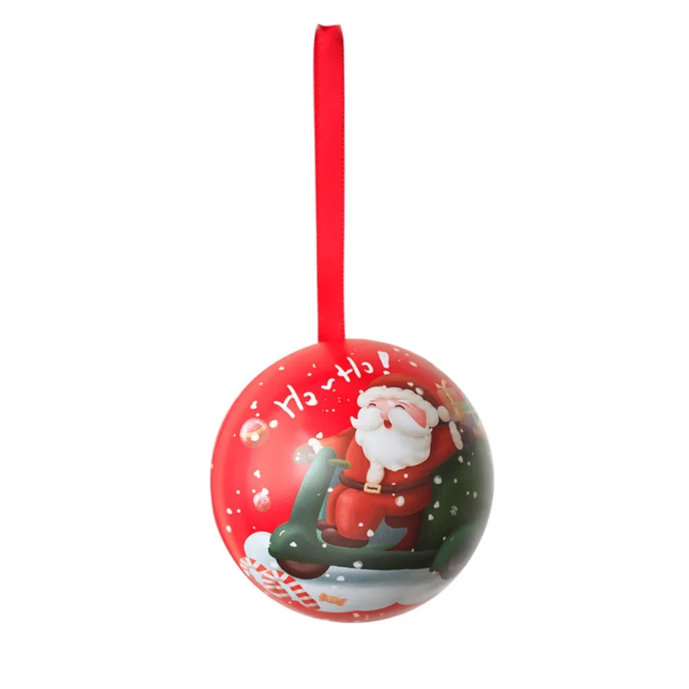 Santa Claus Christmas Ball Candy Box Spherical Elf Christmas Tree Pendant Tinplate Cartoon Gift Iron Box Holiday Festival