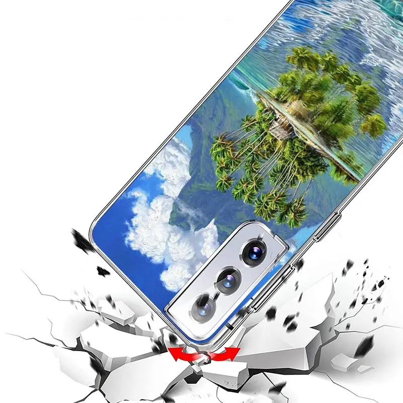 Summer Beach Sunset Sea Palm Tree Case Phone Cover for Samsung Galaxy S24 S25 Ultra S23 Plus S22 + S21 S20 FE S10 S25Plus Trend 