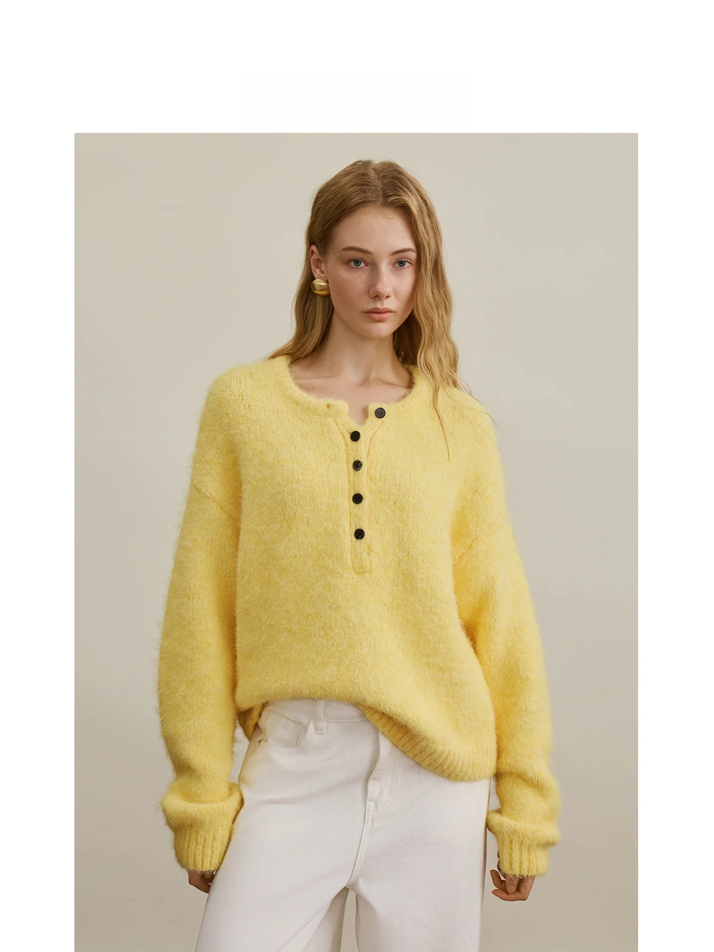 

Оригинальный шерстяной вязаный свободный свитер AEL для женщин, осенне-зимний, с открытым воротником, универсальный топ, удобный крой, для повседневной носки