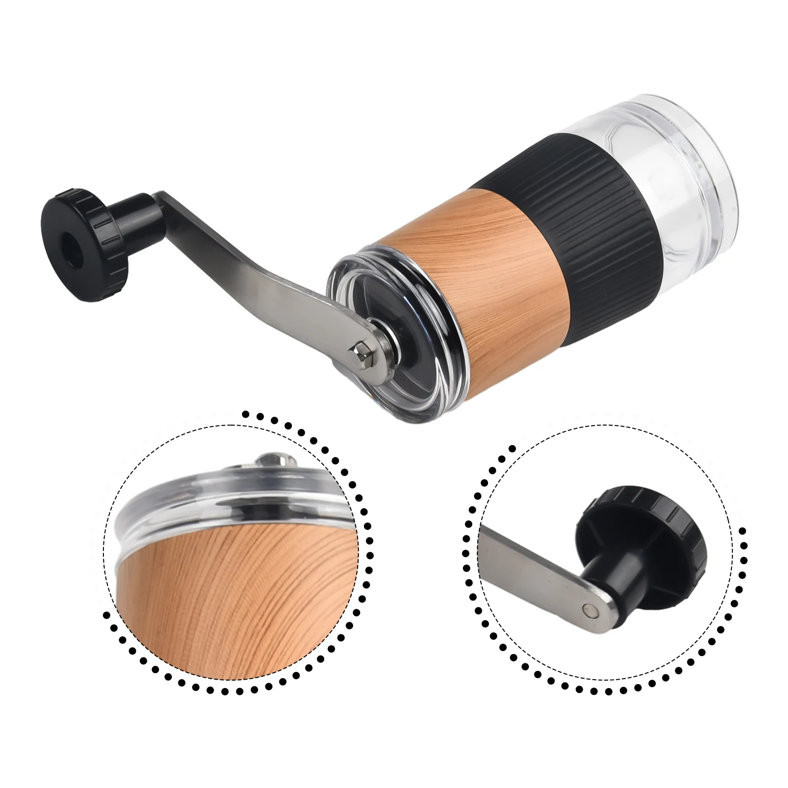 Kitchen Tools Coffee Bean Grinder Sliver Stainless Steel With Lid Adjustable Easy To Operate Hiking Lightweight