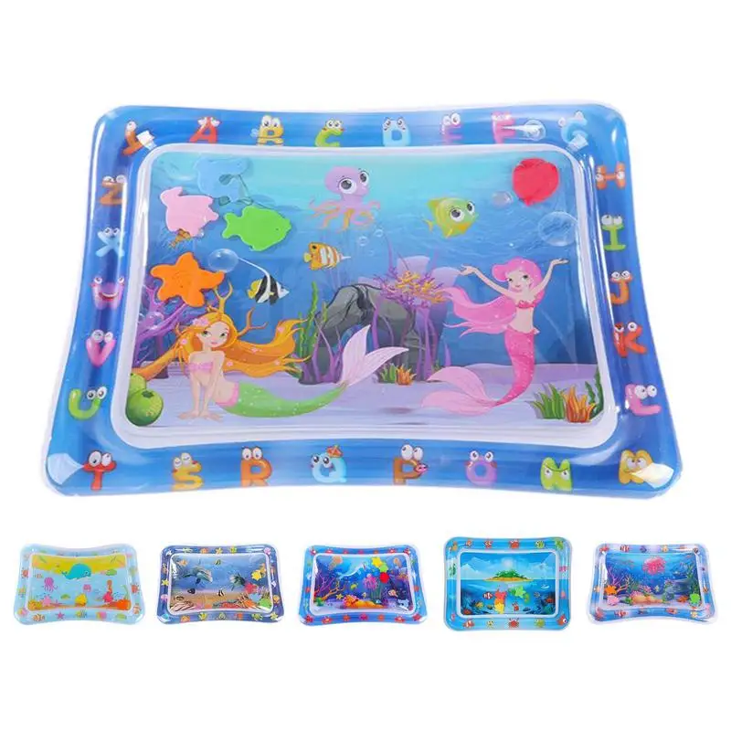 Colchoneta de agua inflable gruesa para niños pequeños, almohadilla de juego de agua para gatear, juguete sensorial, Alfombra de juego de actividades temáticas del mar, cojín de tiempo divertido